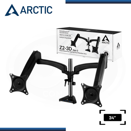 ARCTIC Z2-3D BRAZO DE MONITOR DOBLE CON RESORTE DE GAS PARA TV & MONITOR TAMAÑO 34"