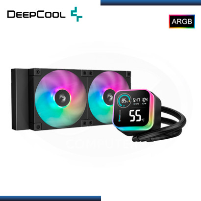 DEEPCOOL LQ240 ARGB BLACK CON PANTALLA LCD REFRIGERACION LIQUIDO AMD/INTEL (PN:R-LQ240-BKLSMW-G-1)