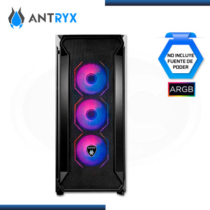 CASE ANTRYX SENTRY PLUS ARGB BLACK SIN FUENTE VIDRIO TEMPLADO USB 3.0/USB 2.0 (PN:AC-FX260PK)
