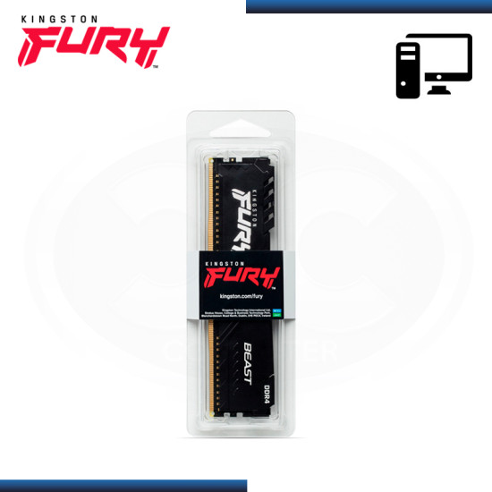 MEMORIA 8GB DDR4 KINGSTON FURY BEAST BLACK BUS 3200MHZ (PN:KF432C16BB/8)