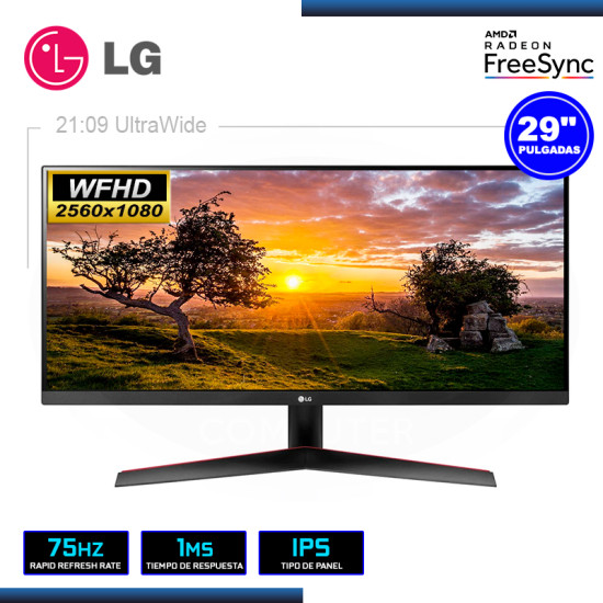 MONITOR LED 29" LG 29WP60G-B ULTRAWIDE 2560x1080 HDMI DP USB-C 1MS/75Hz/FREESYNC