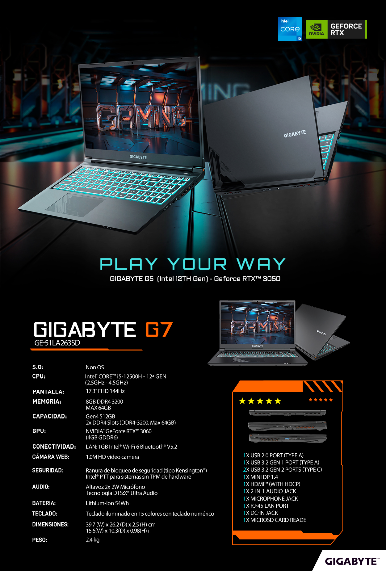 LAPTOP GIGABYTE G7 GE C&C COMPUTER